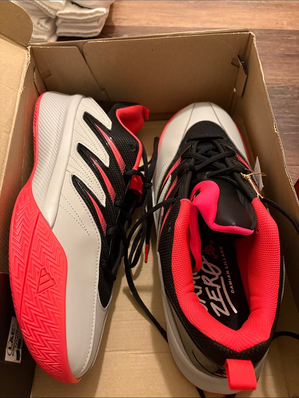 Men's Adidas Dame Certified 3 Performance Sneakers in White, Black & Hot Pink